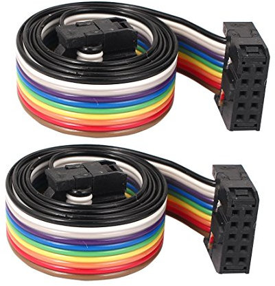 sourcing map 2Stk 50cm 10Pin 10Wege F/F Steckverbinder Flach IDC Flachbandkabel Flachkabel