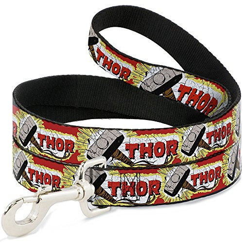 Buckle Down Thor & Hammer rot/gelb mit weiß Hund Leine, 6 '