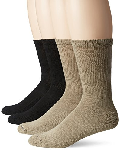 Dr. Scholl's Men's Non Binding Value 4 Pack Crew Sock Casual, Khaki/Black, Shoe Size: 7-12 (Pack of 4)