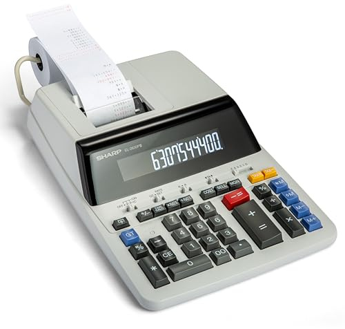 Sharp EL-2630PIII Tischrechner, weiß, Drucker, Taschenrechner, 12 Zahlen, 1 Zeilen, Netzteil, Weiß