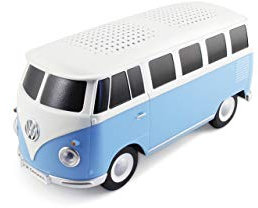 BRISA VW Collection - Volkswagen Furgoneta Hippie Bus T1 Van Altavoz Bluetooth portátil inalámbrico Sonido y diseño Vintage para Camping/Picnic/Regalo (Escala 1:20/Blanco&Azul)