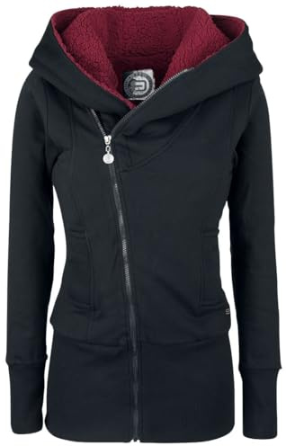 RED by EMP Damen schwarze Kapuzenjacke mit Teddyfell-Kapuze