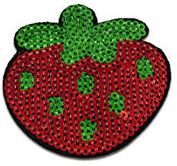 Catch the Patch Erdbeere Obst Frucht mit Pailletten - (Größe: 6,2 x 6 cm) – Patches, Bügelbilder, Aufbügler – zum Aufbügeln oder Aufnähen – Ideal für Kleidung, Rucksäcke