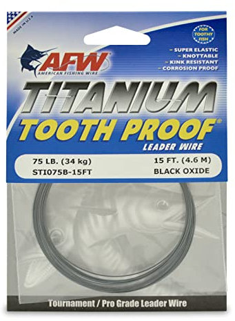AFW Titanium Tooth Proof, Single Strand Leader Wire, 75 lb, 15 ft
