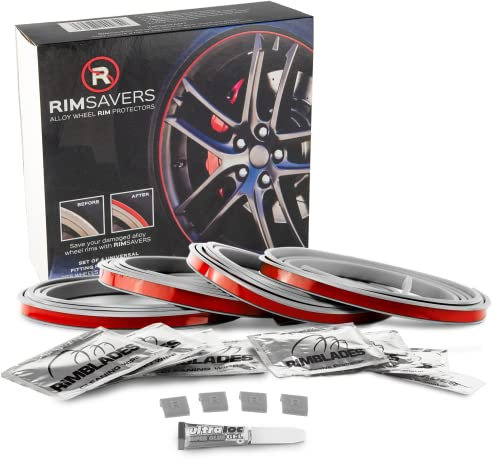 Rimsavers FELGENSCHUTZ & Styling Felgenschutzring Alu Felgen Ringe Felgenrandaufkleber Felgenstyling Rim Protector Guard Ringz Rimblades (Silber)