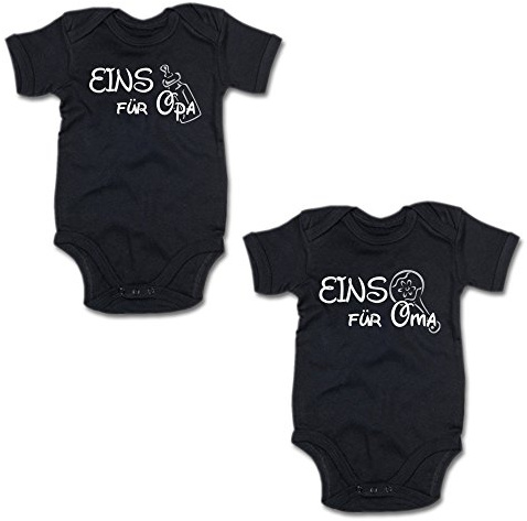 Eins für Oma & Eins für Opa Twin-Set Baby-Body-Set 250.0402 (0-3 Monate, schwarz/schwarz)