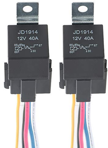 GTIWUNG 2 pezzi 12V 40A Relè Universale con Imbracatura di Socket, Motore Relè, Contattore Relè Interruttore, Auto Interruttori e Antipasti, SPDT 5 Pin 5 Contatti Relè per Auto Camion Motociclo Barca
