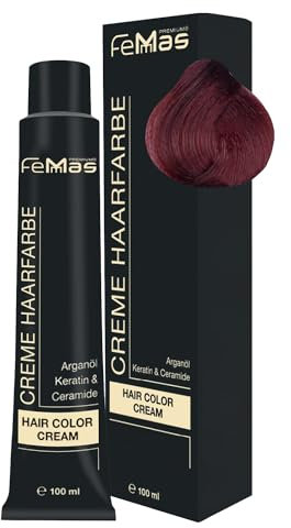 FemMas Haarfarbe Dunkelblond Rot 6.6 I Creme Haarfarbe mit Arganöl, Keratin & Ceramiden I Als dauerhafte Haarfärbung oder Tönung für strahlende, haltbare Farbergebnisse I 100 ml