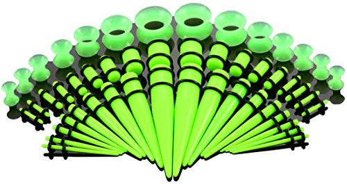 BOOM 18 Stück Taper konisch + 18 Stück Ohr-Plugs 1,6 mm-10 mm Acryl + 14 Stück Silikon Tunnel 3 mm - 12 mm, Acryl, Acryl