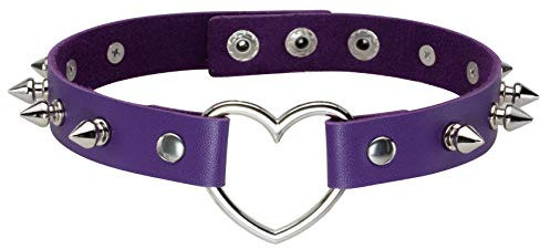 MILAKOO Punk Style Liebesherz PU Leder Halsband Lila Choker Halskette