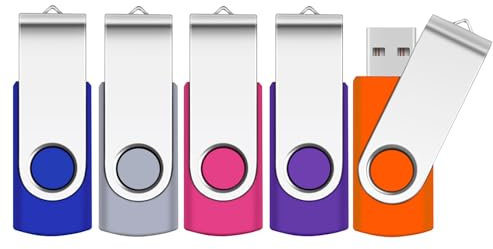 64GB 5 Pezzi Chiavetta USB 2.0 SRVR Girevole Pen Drive per archiviazione dati Unità Pennetta USB con Corda (Multicolore)
