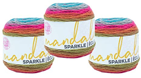 Lion Brand Yarn 527-316 Mandala Sparkle Garn, Astrid, 3er-Pack