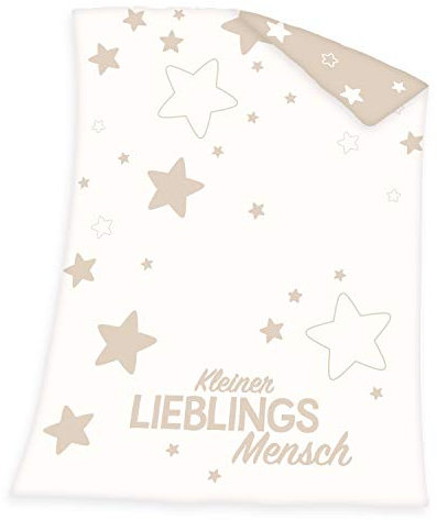 Herding Baby Best Bio Strickdecke, GOTS Zertifiziert, Lieblingsmensch Motiv, 75 x 100cm, Baumwolle/Strick, Weiß/Braun, 75x100