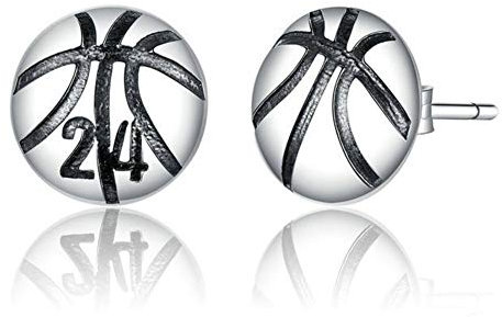 Helen de Lete S925 Sterling Silber Der Nr. 24 Basketball Ohrring
