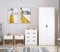 AFN Home Delvito 4 Piece Bedroom Furniture Set - Includes Wardrobe, 5 Drawer Chest, Bedside Cabinet (White on Oak)