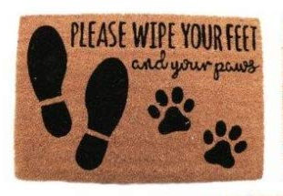 HomeZone Natural Coir 40x60cm WIPE PAWS Door Mat Non Slip Mats Indoor Outdoor Paw Prints Novelty Heavy Duty Absorbent Pet Entrance Hallway Home Decor (Wipe Your Feet & Paws)