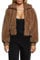 FANCYINN Manteau Col Fausse Fourrure Femme Veste Lâche À Manches Longues Outwear Poche Zipper Hiver Veste Court Marron foncé XL
