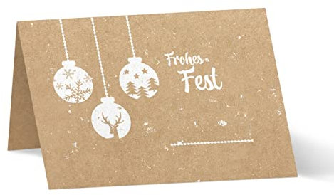 Tischkarten/Platzkarten aus Kraftpapier Motiv Frohes Fest 50