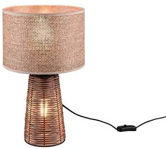 meineWunschleuchte Tischlampe aus Naturmaterial Korbgeflecht & Rattan Braun, 40cm groß