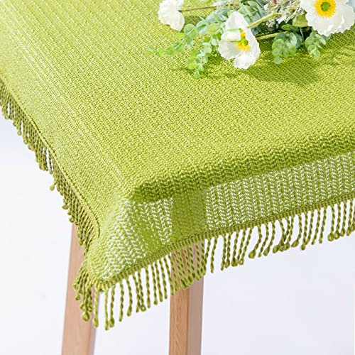 Gartentischdecke mit Fransen | Hellgrün - Eckig - 130x160cm | Weichschaum-Tischdecke | Schaumdecke | Klassik-Outdoor-Decke | rutschfest | wetterbeständig