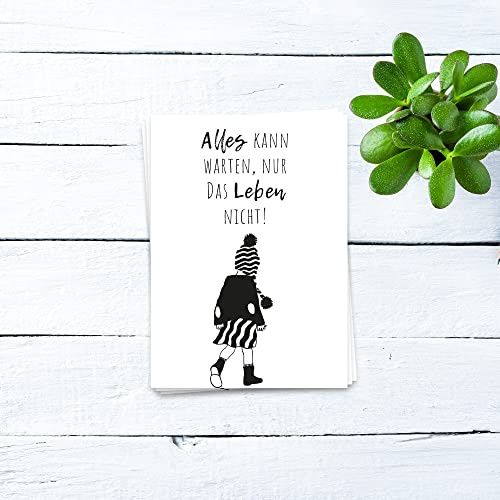 Ulrike Wathling Postkarte Alles kann warten, nur das Leben nicht | Motivationskarte, Mutmachkarte, positive Vibes, Affirmationskarte, Set:Einzel