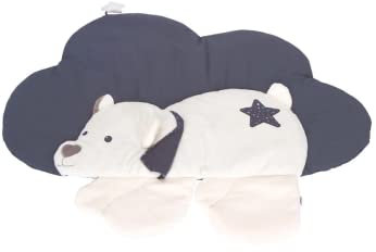 Sterntaler Baby Unisex Krabbeldecke Wolkenform Eisbär Elia - Schlafteppich, Spielmatte aus Flauschstoff, Spieldecke - dunkelgrau
