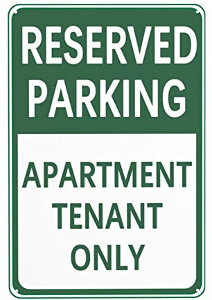 Straßenschild Warnschild Reserved Parking Apartment Tenant Only Metall Blechschild Wandkunst Dekor Sicherheitswarnschilder für Outdoor Schild 20,3 x 30,5 cm