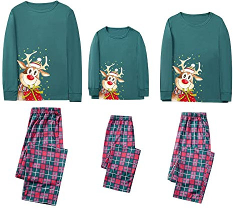 Kobilee Pigiama Natale Famiglia Pile Invernale Comode Curvy Pigiama Natale Famiglia Due Pezzi Cotone Manica Lunghe Pigiama Famiglia Coordinati Caldo Grinch Pigiama Natalizio per Uomo Donna Bambino
