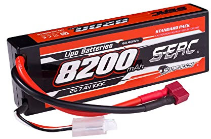 SUNPADOW 2S Lipo Battery 100C 8200mAh 7.4V with Deans T Connector Rechargeable Hard Case for RC Car Vehicles