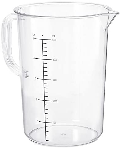 PATIKIL Graduated Beaker, 5000ml PC Plastic Liquid Measuring Cup Double Sided Graduations with Handle and Spout for Lab Kitchen Home