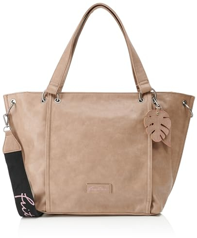 Fritzi02 Eco Damen Shopper Schultertasche Handtasche Alltag Reisen Büro mit Reißverschluss Innenfächern verstellbarem Gurt 33.5 x 54 x 12.5 cm – Grün, Hellblau, Blau, Schwarz, Anthrazit, Braun