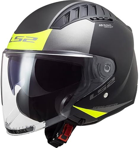 LS2, Casco Moto Jet COPTER II URBANE Matt Black H-V Yellow, XXL