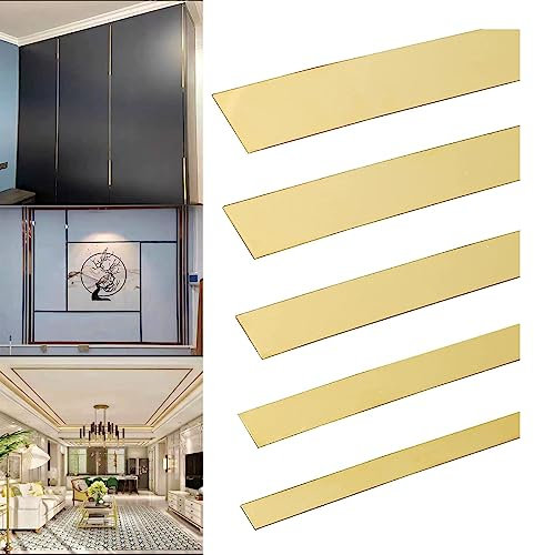 BBTISG Moulure murale métallique flexible en acier inoxydable doré, Moulure Autocollante en Acier Inoxydable avec Effet Miroir Pour décoration murale, miroir et armoire (40 mm x 5 m)