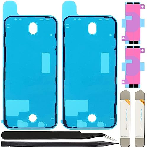ZHUROUPU 7Pcs Schwarz Kleber Adhesive Ersatz für iPhone 12, wasserdichte Folie Klebefolie LCD Display Adhesive Sticker & Akku Adhesive Sticker .inkl Werkzeug (6,1 Zoll/schwarz)