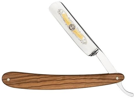 nippes Solingen professionelles Rasiermesser | 15 cm | Olivenholzgriff | 5/8 Klingenbreite | Aus hochwertigem, extrem scharfen Silber-Stahl | Qualität aus Solingen