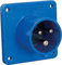 as - Schwabe - Spina CEE - Spina da campeggio - 230 V, 16 A, 3 poli - Spina esterna - Dimensione flangia 75 x 75 mm, Profondità di montaggio 33 mm - Adatto per uso esterno - IP44 - blu, 61014