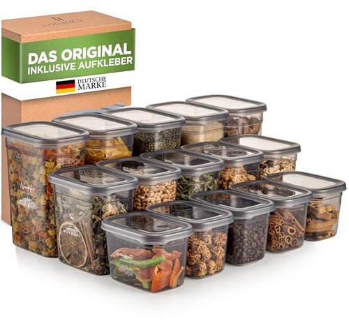 Viwares luftdichte Vorratsdosen mit Deckel | 15er Vorratsbehälter Set | BPA-FREI | Zur Müsli Mehl und Zucker Aufbewahrung | Praktische Aufbewahrungsbox Küche für alle Lebensmittel