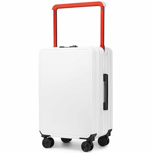 CASEGO Tragbares, breites Trolley-Gepäck, Schwenkräder sind leise und glatt, der Trolley ist verstellbar, und mattiertes Textur-Design (weiß 24), weiß, 50