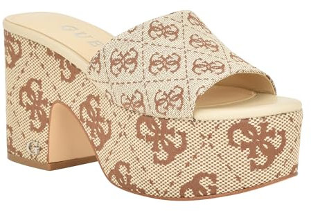 GUESS Damen Yapplea Sandale mit Absatz, Medium Brown Logo, 41 EU