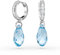 Schöner-SD Creolen Ohrringe 925 Silber mit 17mm Tropfen hängend Aquamarin blau