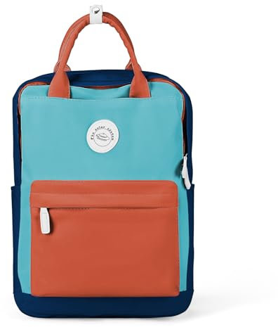 HYC00 Mochilas Escolares Mochila Mujer, Mochila Impermeable Portatil 14 Pulgadas,Casual Bolsos Niña Niño Backpack Adolescente para Universidad Mochila Ligera Mochila de Viaje,Azul con Naranja