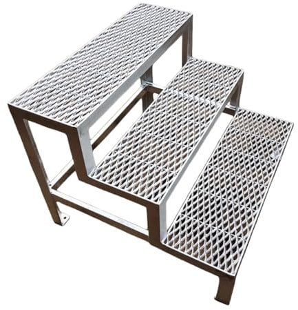 3 Stufen Stahltreppe Außentreppe Freistehend Breite 120 cm Höhe 60 cm verzinkt