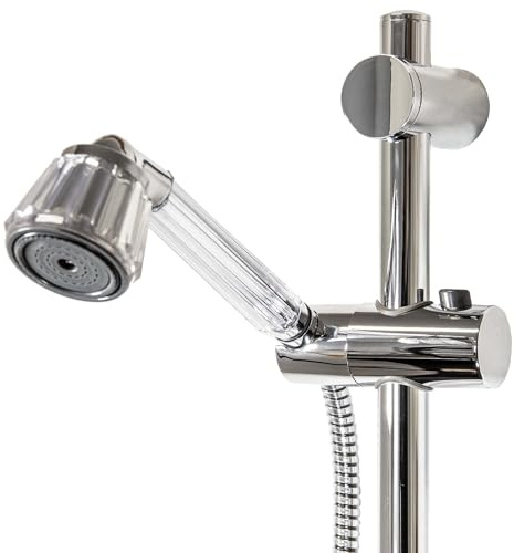tecuro Brauseset Crystal-60 - mit Handbrause stufenlos umstellbar, Brauseschlauch 150 cm, Wandstange 70 cm