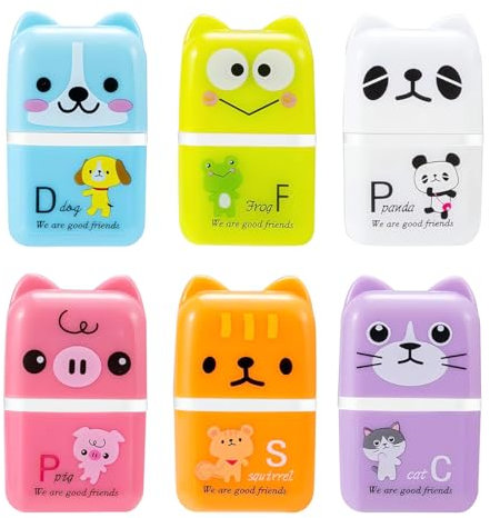 JRYXDS Gomma Da Cancellare Carina, 6 Pezzi Cartone Animato Roller Eraser Per Bambini, Gomme Colorate Per Cancellare A Forma Di Animale, Per Bambini Scuola Ufficio Forniture