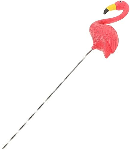 Realistische Flamingo Gartenfigur Rote Deko, aus Kunststoff und Eisen