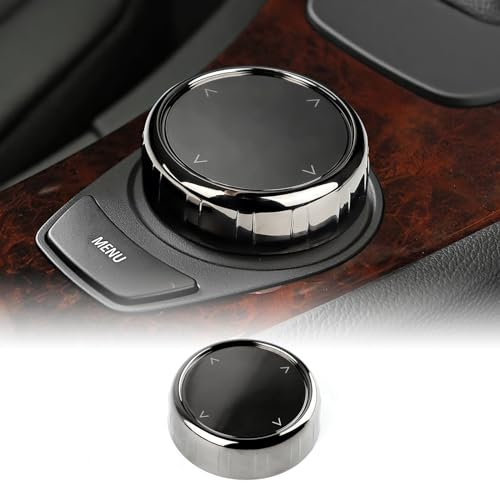 KUNGKIC Auto Multimedia-Knopf Abdeckung Dekorative Innenbereich iDrive Multimedia-Tasten Abdeckung Für BMW iDrive E90 E91 E92 E93 E81 E82 E70 E71 E87 ABS Replacement Button Zubehör