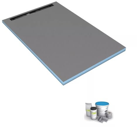 WEDI Receveur de douche à carreler 160 x 100 cm Neo + colle à carrelage en verre trempé Brushed silver