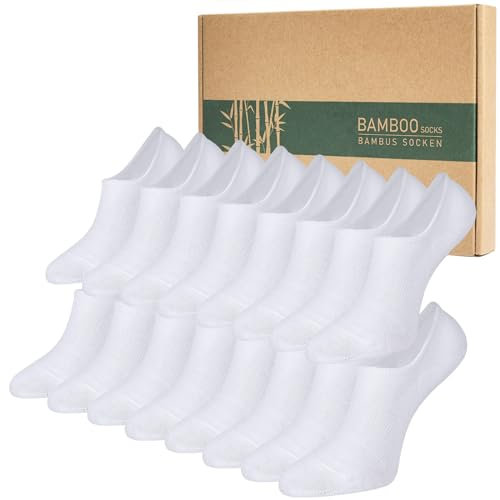 Caldodo Sneaker Socken Damen Herren Bambus Füsslinge, 8Paar Füßlinge Atmungsaktiv Sportsocken, Geschenke für Frauen und Männer, Weiß 39-42