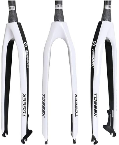 NBTRXWAFR 26/27.5/29Er MTB Rigid Fork 1-1/2 QR 9Mm Full Carbon Fiber Fork Tapered Tube Disc Brake Bicycle Front Fork,White,29inch