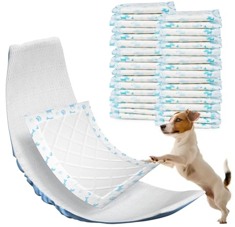 Pet Soft Dog Diaper Liners - 100 Count Disposable Dog Nappy Liners, Booster Pads for Male Female Dogs, Super Absorbent Inserts Pads for Dog Nappies (Blue Bone, S-100)